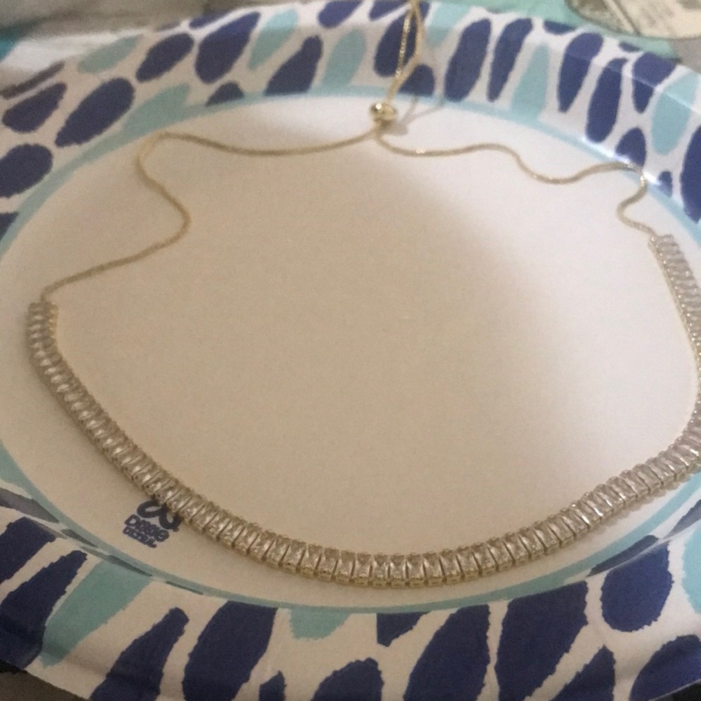 Diamonds ziconia necklace coated gold with 14 k original gold